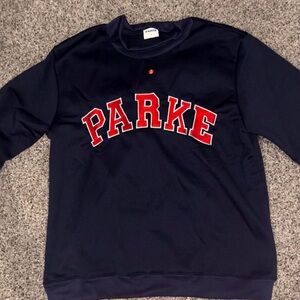 Parker Men's Dark Blue Crewneck Sweater with Red Logo